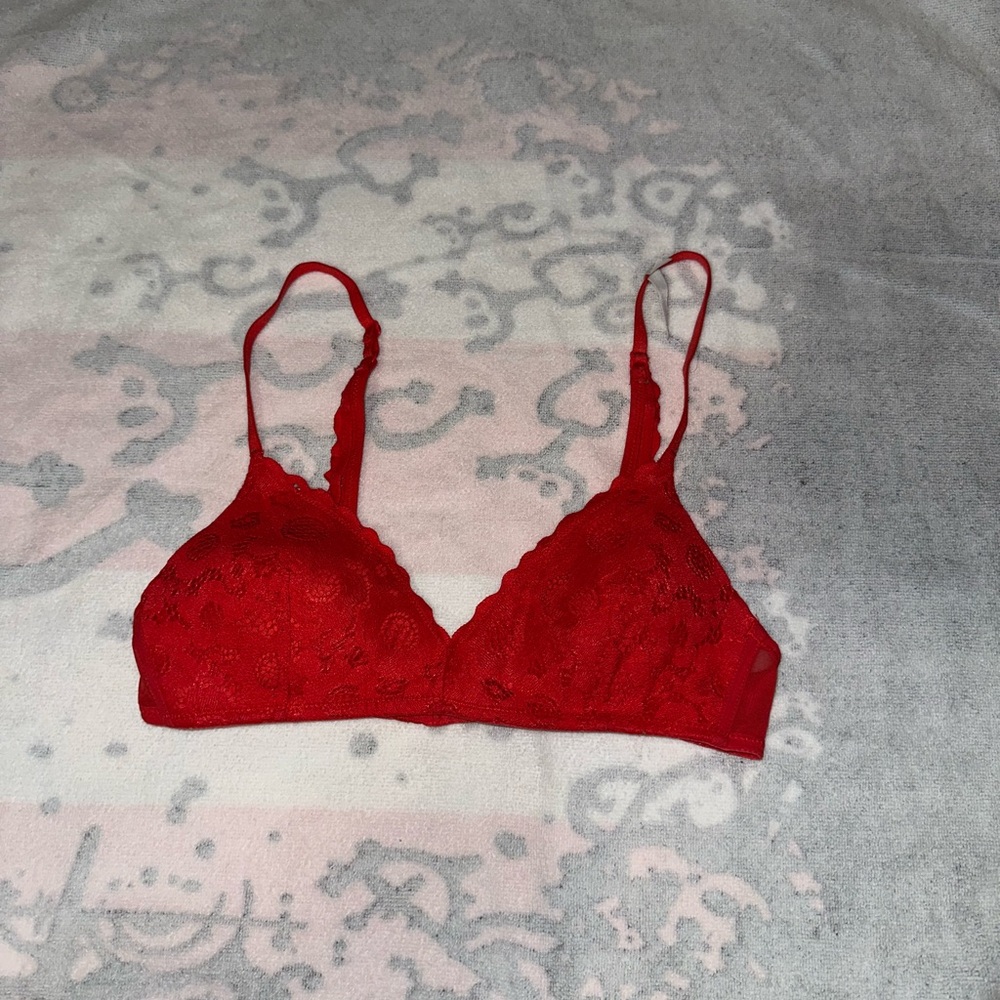 Aerie Red Lace Trim Bralette